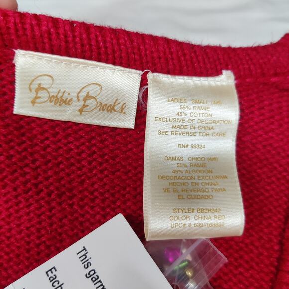 NWT Deadstock Ugly Christmas Sweater Vest Red Small Beaded Snowman Bobbie Brooks - Picture 6 of 11